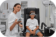 Pediatric eye examination for young student